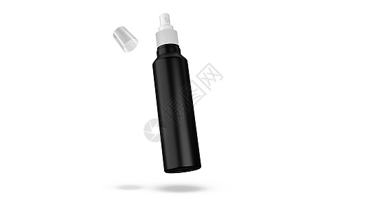 喷雾瓶样机泵型黑色用于插入医疗护肤化妆化妆品 3D 渲染的品牌标签瓶子奶油头发3d广告塑料插图皮肤推广洗澡图片