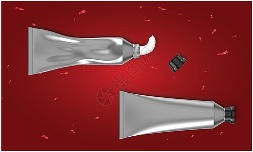 牙膏管在抽象红色背景上的模拟插图扬声器警报民众扩音器讲话喇叭公告注意力嗓音噪音图片