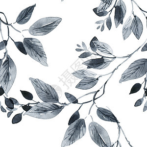 树叶噼啪作响绘画墨水灰阶手绘叶子艺术森林墙纸刷子文化图片