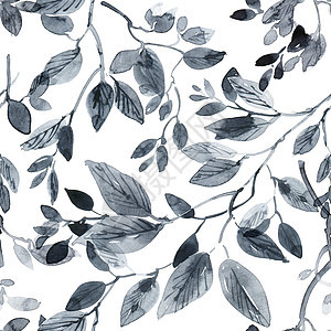 树叶噼啪作响森林文化墨水手绘灰阶叶子绘画艺术刷子墙纸图片