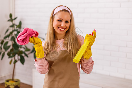 家庭主妇喜欢打扫家居清扫喷涂防护拖把家政女性洗涤擦洗成人家务图片