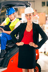 仓储叉车司机和督导员运输头盔商业后勤安全帽送货安全公司工作服女士图片