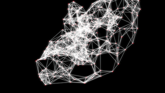 3D 插图抽象几何多边形结构流动活力科幻粒子技术物理网络原子齿轮线条图片