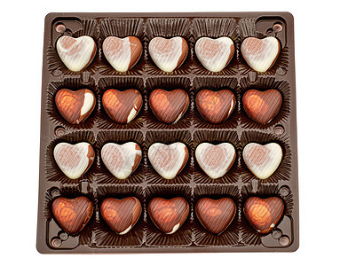 心形巧克力糖的一盒巧克力糖果图片