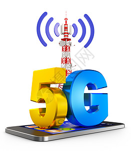 5G和智能手机技术系统细胞通信电讯互联网药片上网白色全球图片