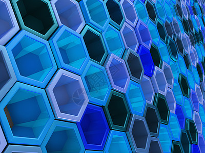 六边形网络马赛克创造力插图科学建筑学技术细胞墙纸渲染蓝色图片