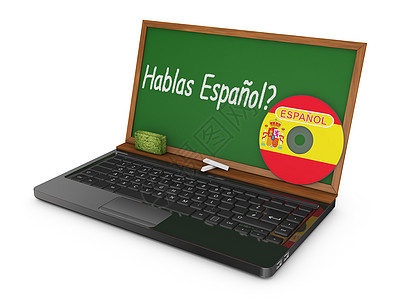笔记本电脑和粉笔野猪水平绿色学校黑板进步训练教育互联网通讯光盘图片