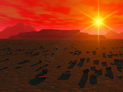 外星飞机红色科学宇宙岩石天空沙漠火星科幻山脉插图图片