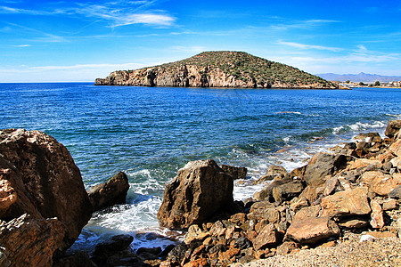 西班牙南部穆尔西亚马扎罗市的洛基海滩海滩公园明信片海景海洋保护生活日出旅行假期图片