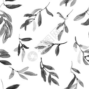 树叶噼啪作响刷子灰阶墨水黑色手绘文化墙纸森林艺术叶子图片