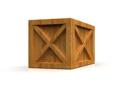 在白背景上被孤立的木板盒3d盒装邮资运输送货货运仓库贮存邮件松树图片