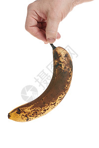 手持白背景的成熟香蕉 供设计师使用模板Name工作室腐烂食物饮食营养热带早餐衰变皮肤水果图片