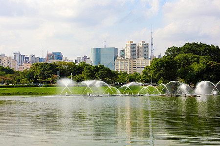 Ibirapuera公园与巴西圣保罗市景色的全景互联网横幅城市环境网络建筑学喷泉方尖碑建筑景观图片