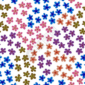 彩色花朵元素无缝图案与盛开的日本樱花 用于织物 包装 壁纸 纺织品装饰 设计 邀请函 印刷 礼品包装 制造 白色背景上的彩色花朵打印丝绸和服背景