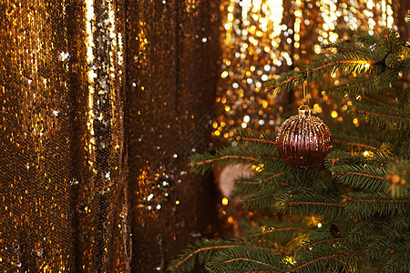 金色豪华装饰的圣诞暗光背景图片