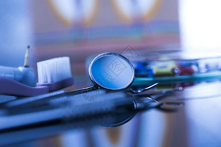牙科办公室及设备医疗金属治疗牙齿医生口腔科诊所乐器蓝色牙医图片
