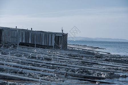 西班牙Formentera岛的美丽海滩上 水清澈明了天空蓝色日落海岸假期太阳动物地平线翅膀荒野背景图片