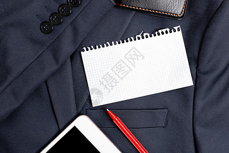 展示新的合适的工作服设计 展示正式的办公室服装 写重要的笔记 抽象的记者服装 测量服装材料男性人手男人文档成人教育电脑商业铅笔图片