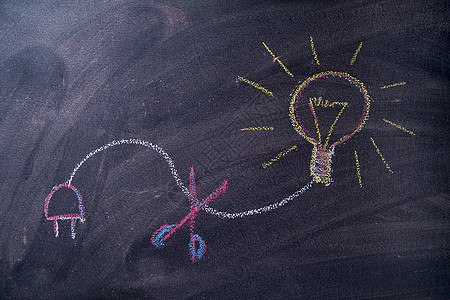 节省电力发电费粉笔黑板环境灯泡创新绘画剪刀技术生态创造力图片