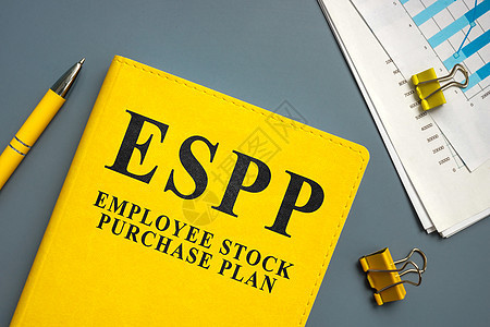 雇员购买计划ESPP文件 附有图表和笔投资缩写商业财富公司概念金融员工薪水图片