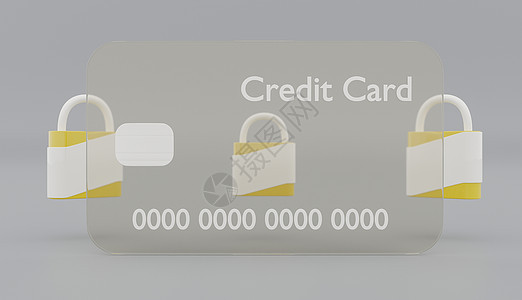 带黄色安全锁的透明信用卡图片