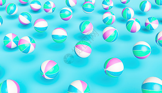 漂浮在空中的海滩球模式 夏季概念图片