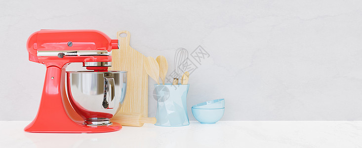 厨房用具和红色厨房搅拌器高清图片