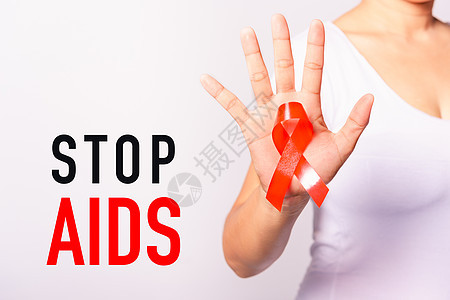 对女性进行红丝带检查 并亲手支持艾滋病毒艾滋病世界生活药品活动基金治疗保健疾病安全卫生图片