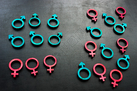 性别平等和包容概念 彩色标志在其中图片