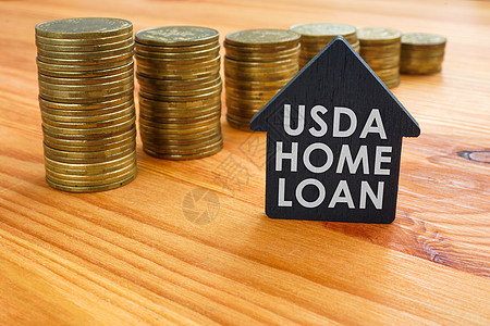 USDA的房屋贷款和一堆硬币图片