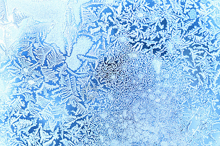 在寒冷的天气里 玻璃的质地在冬天覆盖着霜 抽象背景质感摄影蓝色气候低温窗户宏观季节冻结微距图片