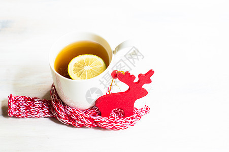 一杯加柠檬茶肉桂装饰杯子食物乡村饮料香料礼物围巾柠檬图片