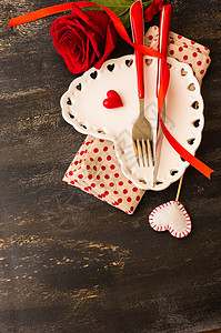 圣情人节概念约会念日环境婚姻宴会盘子餐厅桌子食物礼物图片