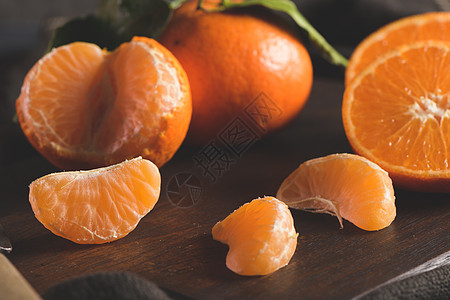 新鲜红橘或橘子桌子叶子热带橙子排毒收成饮食食物水果柑桔图片