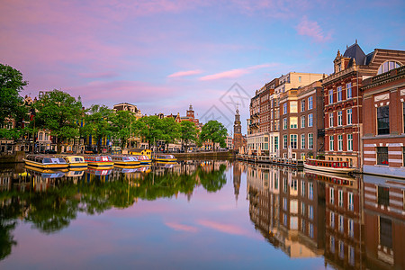 阿姆斯特丹市下城天线 荷兰城市风景旅游海岸窗户历史性游客景观市中心全景特丹时间图片