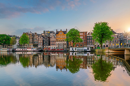 阿姆斯特丹市下城天线 荷兰城市风景游客景观窗户地标海岸时间日落特丹城市运输图片