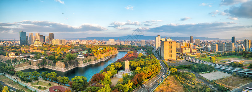 日本大阪市天线建筑物地标场景城市天际建筑市中心建筑学旅行城堡图片