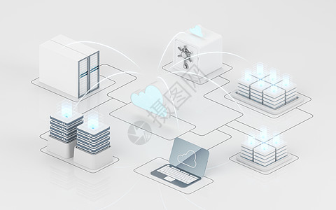 云计算和信息设备 3D翻接数据地球服务商业互联网托管数据库云计算服务器技术图片