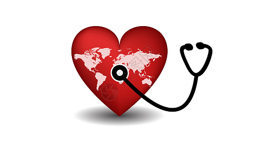 世界心脏日心脏与听诊器生活海报心脏病学庆典插图器官援助科学压力国家图片