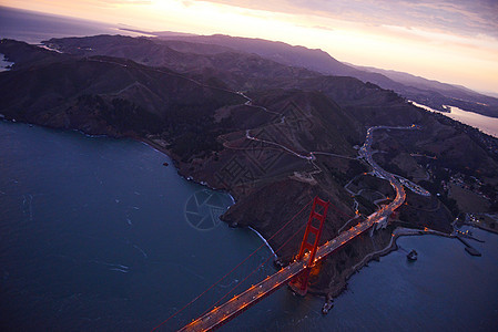 金金门桥空中观察天线天际旅行岬角直升机海洋天空景观地标建筑学图片