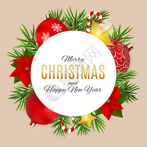 圣诞快乐和新年背景 它制作图案矢量花圈插图条纹庆典雪花框架礼物漩涡假期花环图片