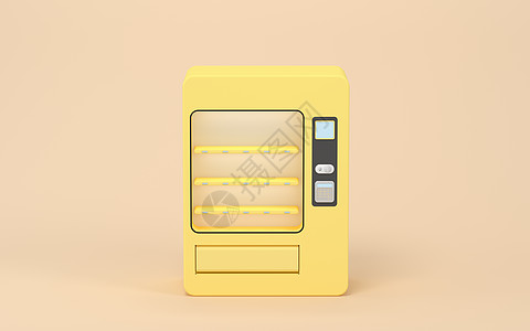 带有黄色 background3d 渲染的空自动售货机按钮店铺机械消费者机器空白购物市场服务杂货店图片