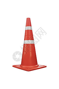 白色背景上隔离的反射橙色交通锥形情况工作安全危险边界橙子道路警告反光板运输图片