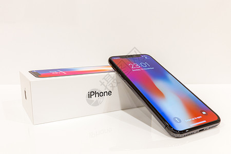 俄罗斯莫斯科 12 NOVEMBER2017 Iphone X 智能手机互联网细胞工具触摸屏黑色技术电话屏幕品牌社论图片