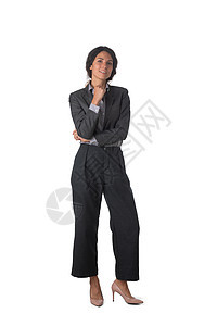 笑笑的女商务人士的肖像黑发女士成人女孩头发喜悦快乐人士套装成功图片
