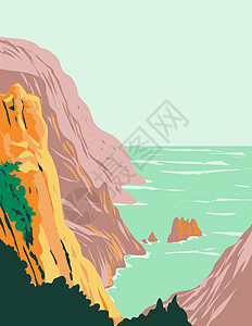 在法国地中海海岸Sugiton的Calansques国家公园或视觉荒野马赛画报项目风景艺术海报工程艺术品图片