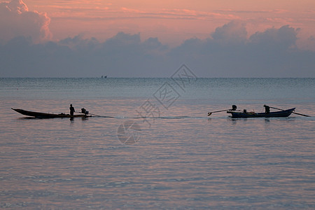 清晨美丽的自然天空旅游蓝色地平线日落场景海洋风景渔夫阳光图片