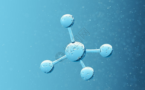 具有蓝色 background3d 渲染的化学分子物理原子药店宏观胶原技术生物学粒子化学品药品图片