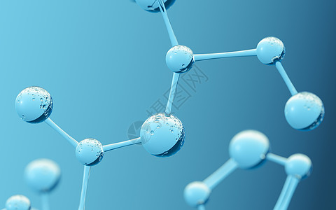 具有蓝色 background3d 渲染的化学分子原子技术胶原药品医疗生物学基因组物理生物科学图片