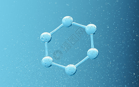 具有蓝色 background3d 渲染的化学分子生物微生物学六边形胶原基因组生物学宏观技术公式物理图片